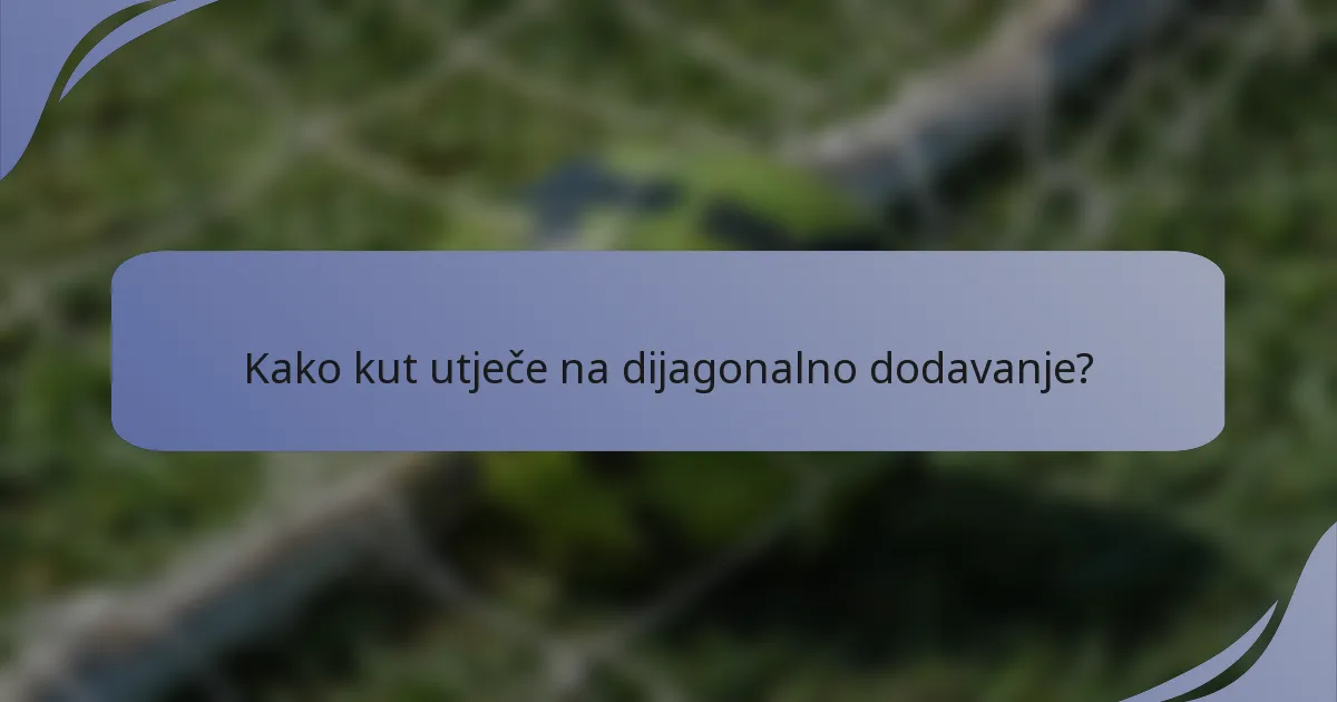Kako kut utječe na dijagonalno dodavanje?